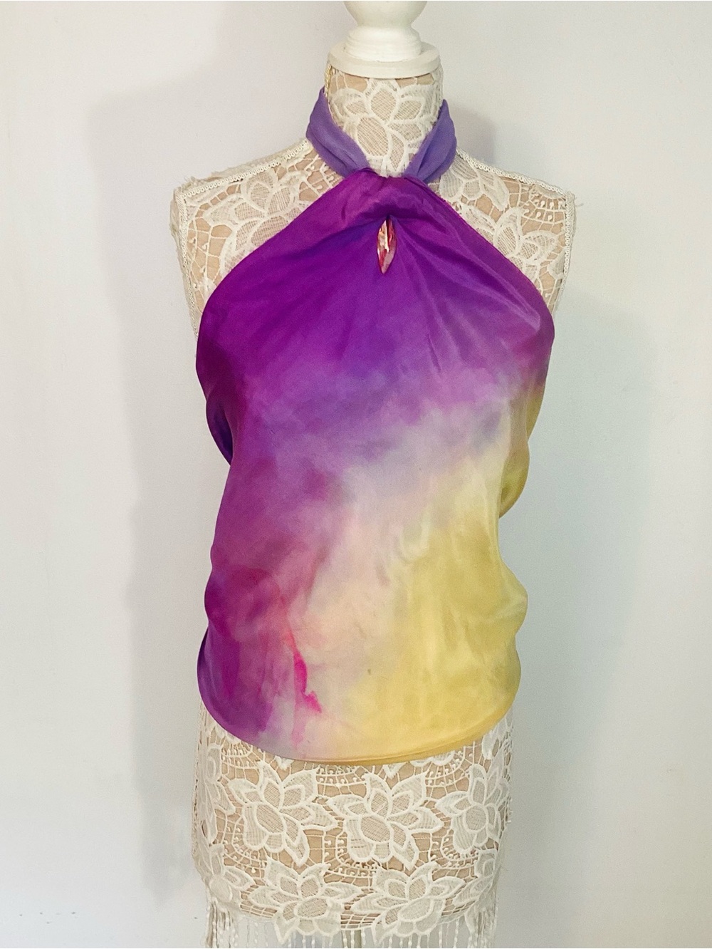 Hand Painted  Silk Top Wearable Art